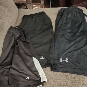 3 Pair Of Atheltic Shorts Different Brands Under Armour Black Athletic Shorts